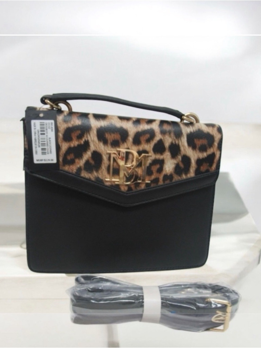 Badgley Mischka Vegan leather leopard print convertible crossbody bag NWT